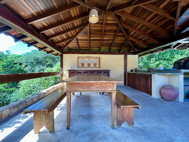 Condomínio, vista, churrasqueira e piscina