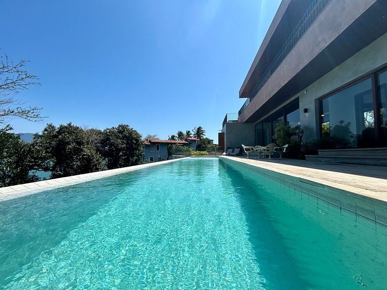 Casa contemporânea, piscina, vista, espaço gourmet