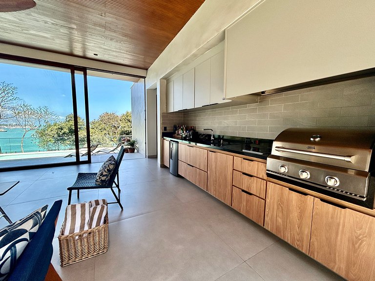 Casa contemporênea, piscina, vista, espaço gourmet