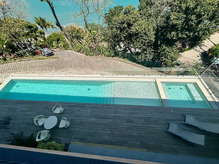 Casa contemporânea, piscina, vista, espaço gourmet