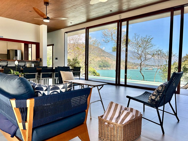 Casa contemporênea, piscina, vista, espaço gourmet