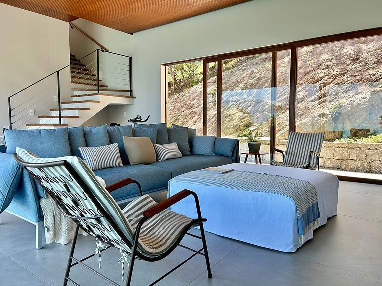 Casa contemporânea, piscina, vista, espaço gourmet