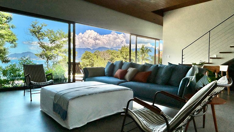 Casa contemporânea, piscina, vista, espaço gourmet