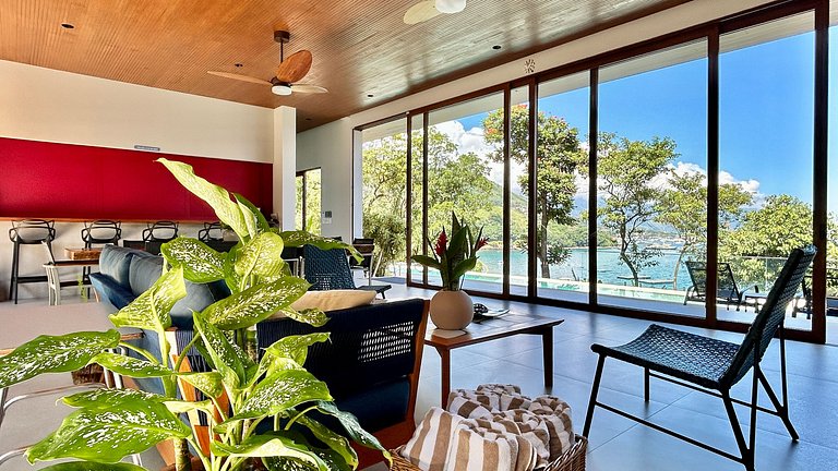 Casa contemporânea, piscina, vista, espaço gourmet