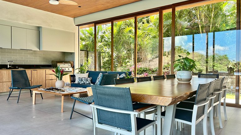 Casa contemporânea, piscina, vista, espaço gourmet