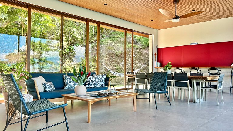 Casa contemporânea, piscina, vista, espaço gourmet