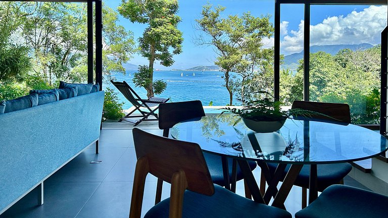 Casa contemporânea, piscina, vista, espaço gourmet