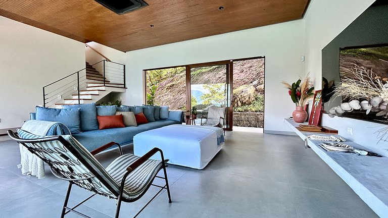 Casa contemporânea, piscina, vista, espaço gourmet