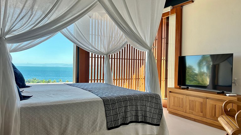 Vista mar, casa moderna e condomínio costeiro