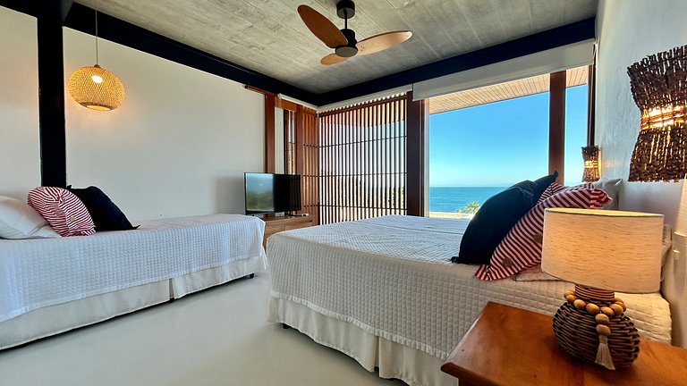 Vista mar, casa moderna e condomínio costeiro